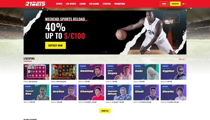 21 Bets Casino Review Header