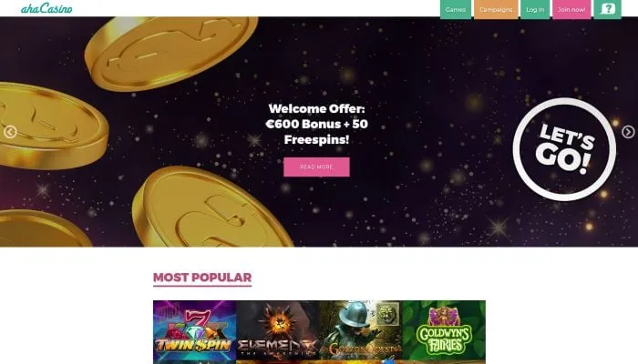 ahaCasino Review Header