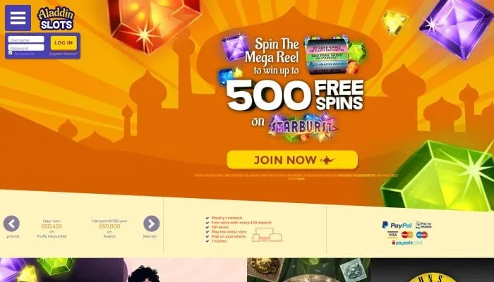 Aladdin Slots Casino Review Header
