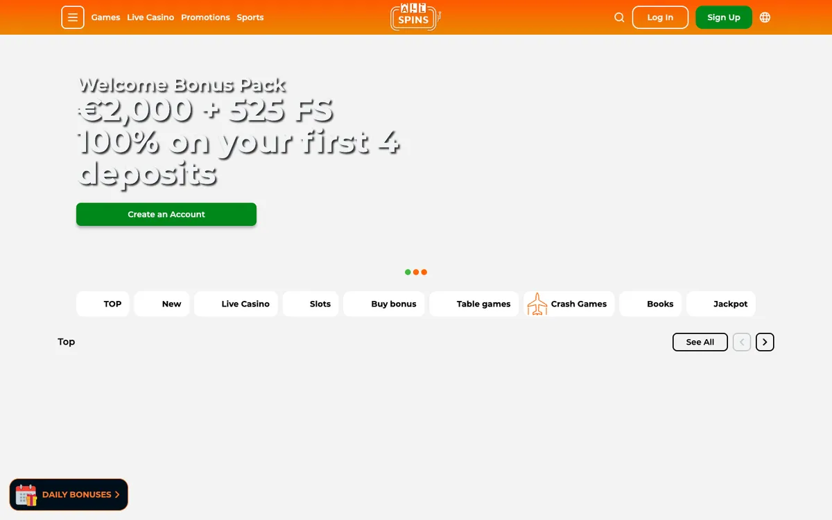 AllSpins Casino Review Header
