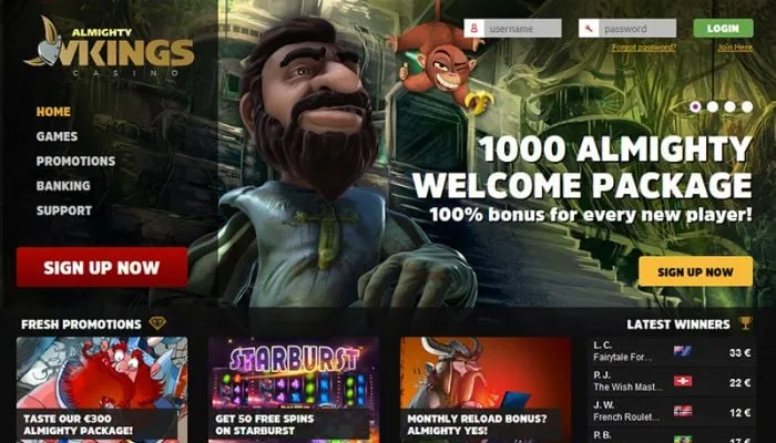 Almighty Vikings Casino Review Header