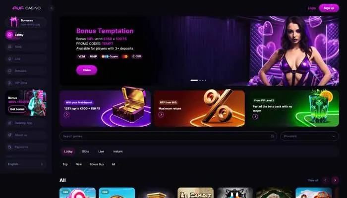 Auf Casino Review Header