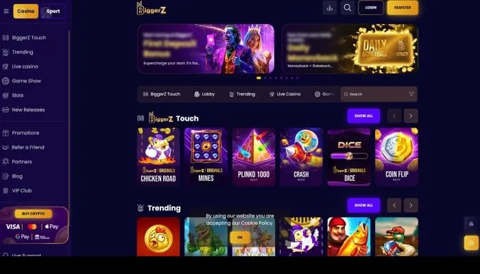 BiggerZ Casino Review Header