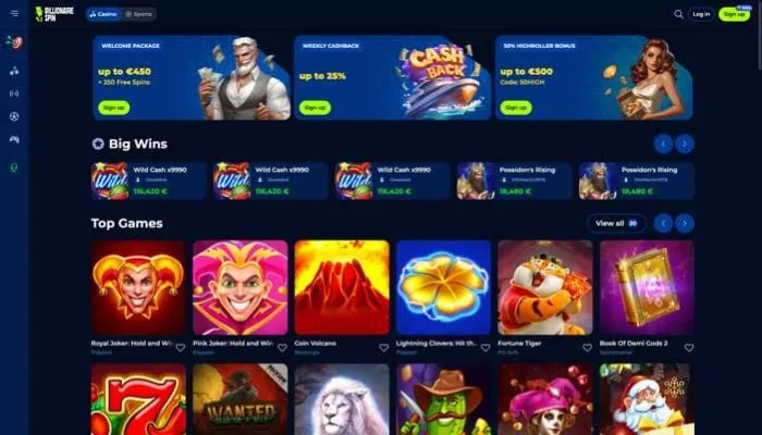Billionairespin Casino Review Header