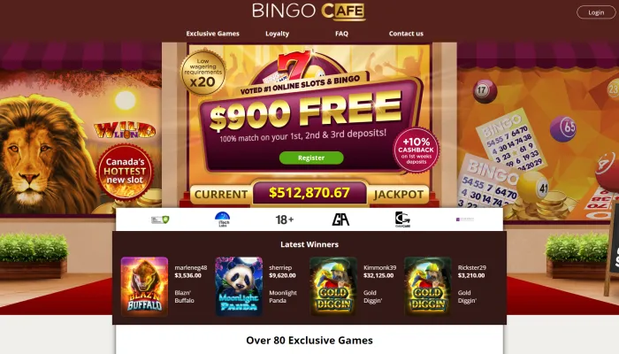 Bingo Cafe Casino Review Header
