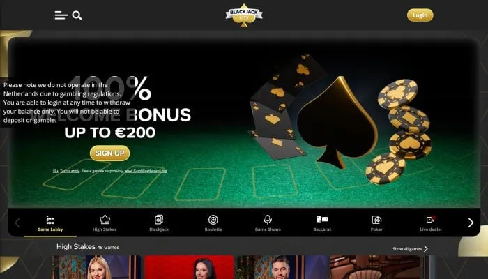 Blackjack City Casino Review Header