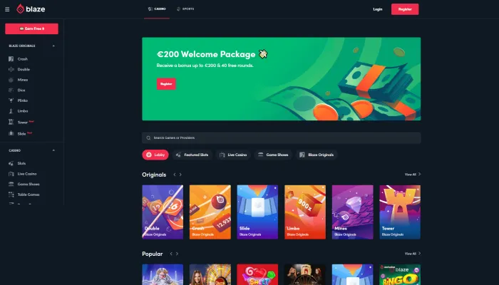 Blaze Casino Review Header