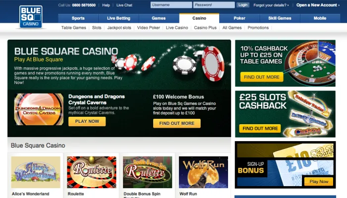 Blue Square Casino Review Header