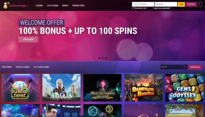 CaliberBingo Casino Review Header