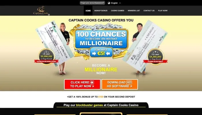 Captain Cooks Casino Review Header