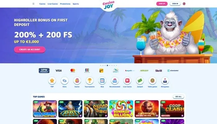 Casino Joy Review Header