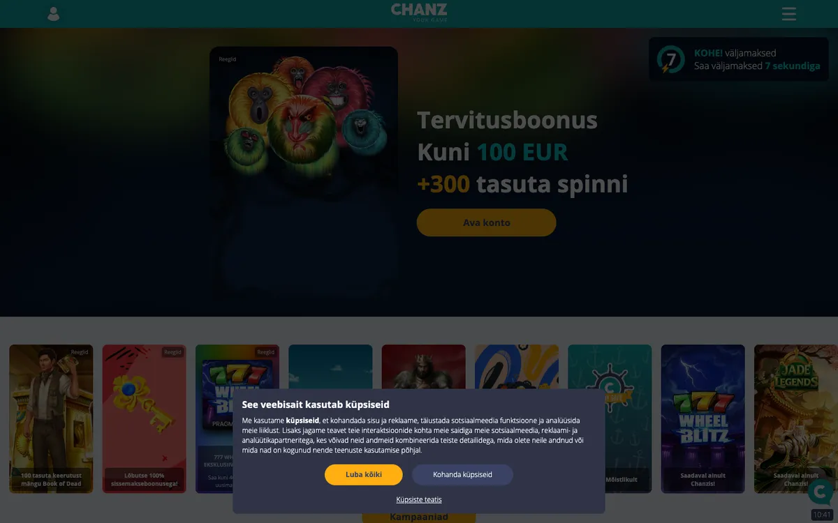 Chanz Casino Review Header