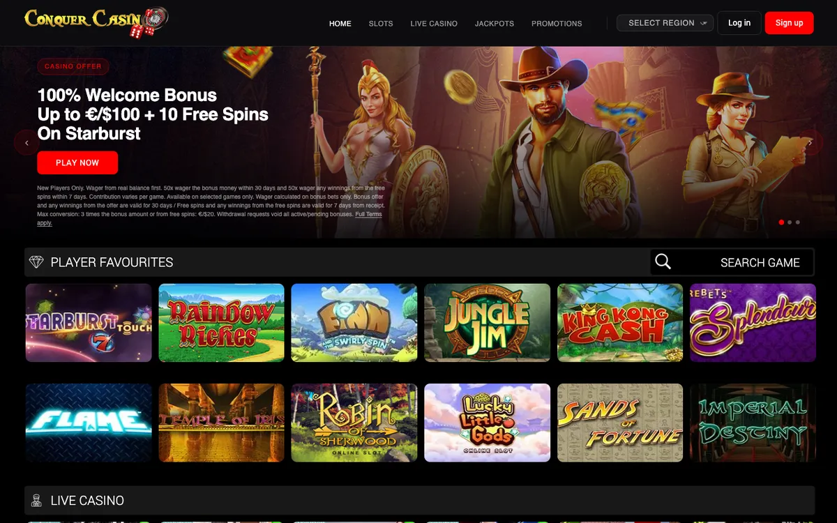 Conquer Casino Review Header