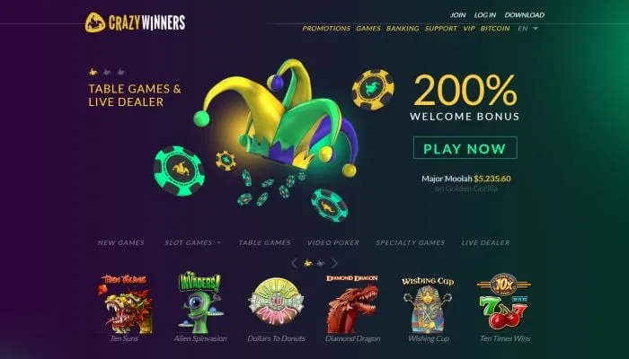 CrazyWinners Casino Review Header