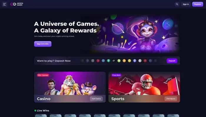 Crypto Games.io Casino Review Header