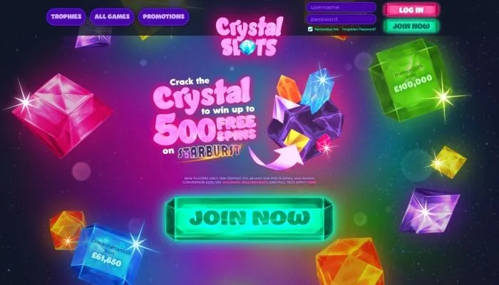 Crystal Slots Casino Review Header