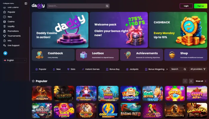 Daddy Casino Review Header