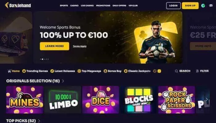 Dazzlehand Casino Review Header