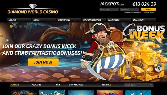 Diamond World Casino Review Header