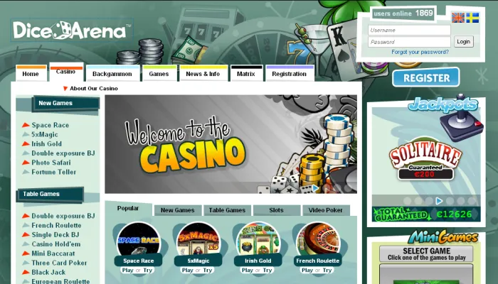 Dice Arena Casino Review Header