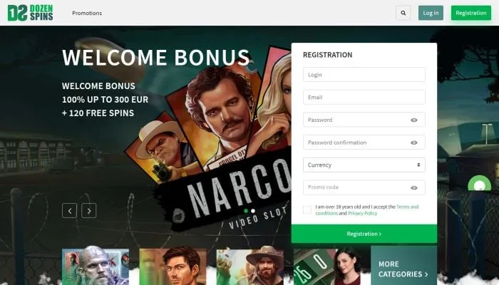 Dozenspins Casino Review Header