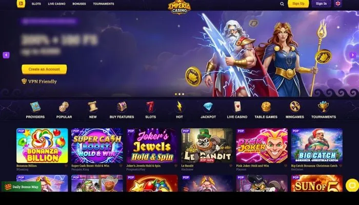 Emperia Casino Review Header