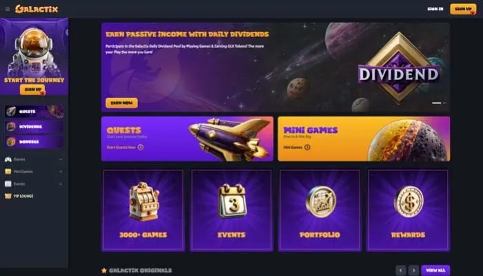 Galactix.io Casino Review Header