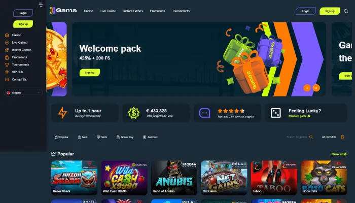Gama Casino Review Header