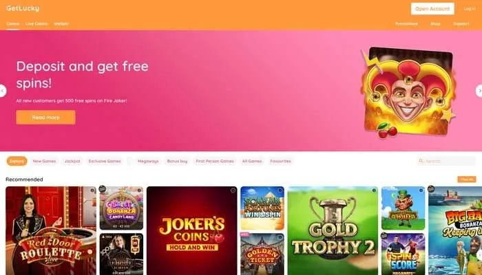 GetLucky Casino Review Header