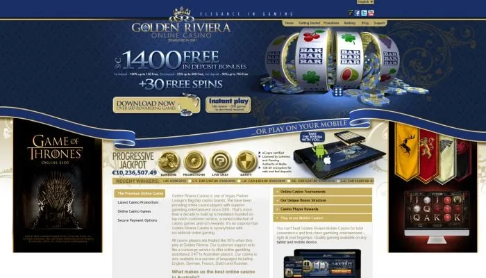 Golden Riviera Casino Review Header