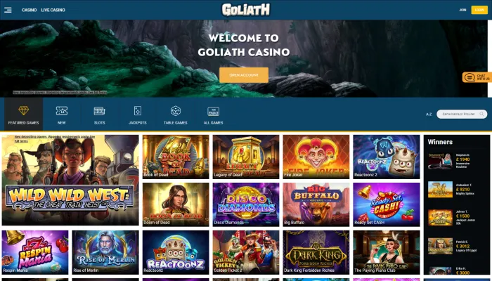 Goliath Casino Review Header