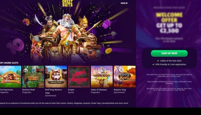 Great Slots Casino Review Header