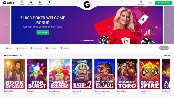 Guts Casino Review Header