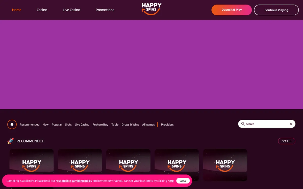 HappySpins Casino Review Header