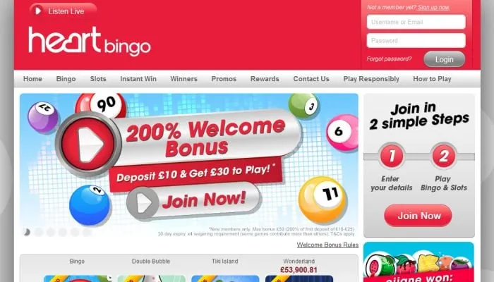 Heart Bingo Casino Review Header