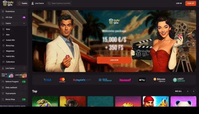 HollyWin Casino Review Header