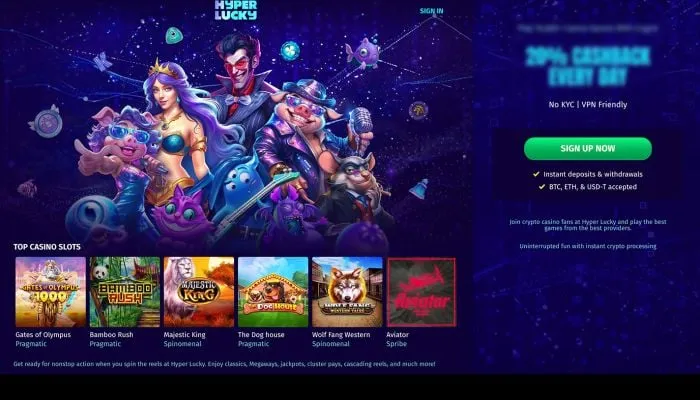 Hyper Lucky Casino Review Header