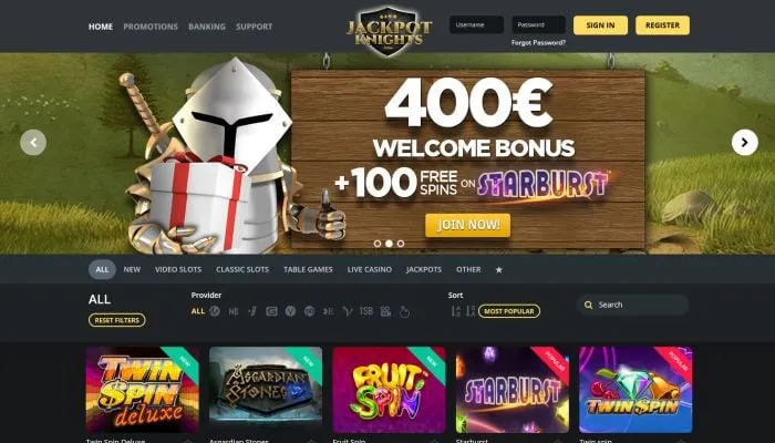 Jackpot Knights Casino Review Header
