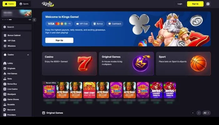 Kings Game Casino Review Header