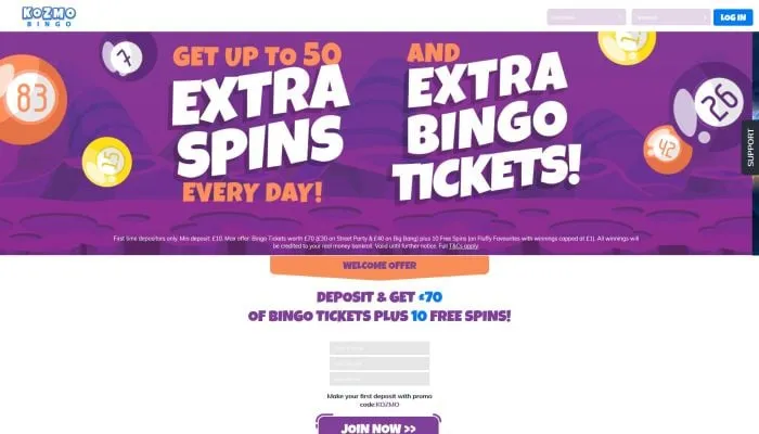 Kozmo Bingo Casino Review Header