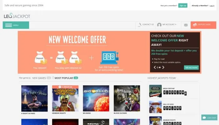 LeoJackpot Casino Review Header
