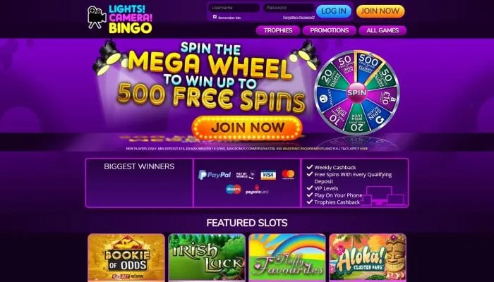 Lights Camera Bingo Casino Review Header