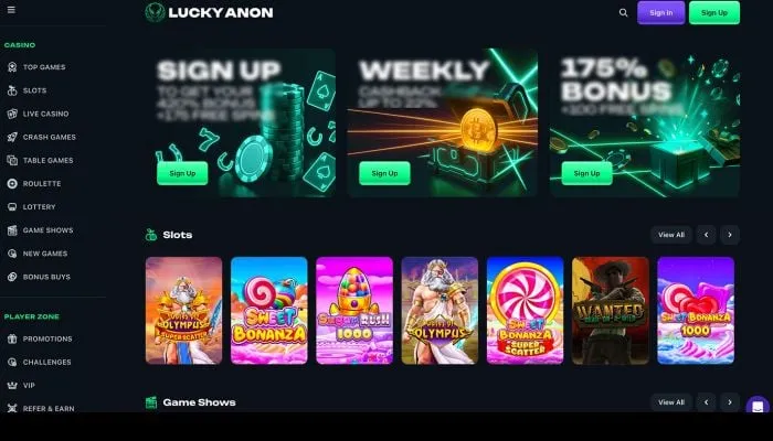 Lucky Anon Casino Review Header