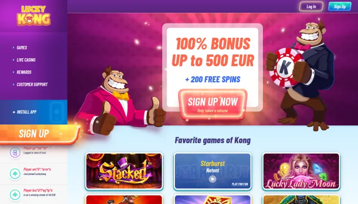 LuckyKong Casino Review Header