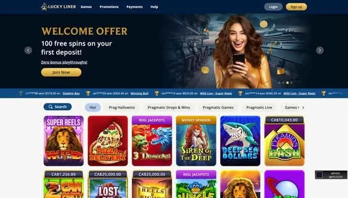 LuckyLiner Casino Review Header