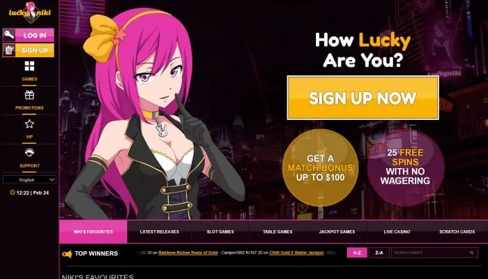 LuckyNiki Casino Review Header