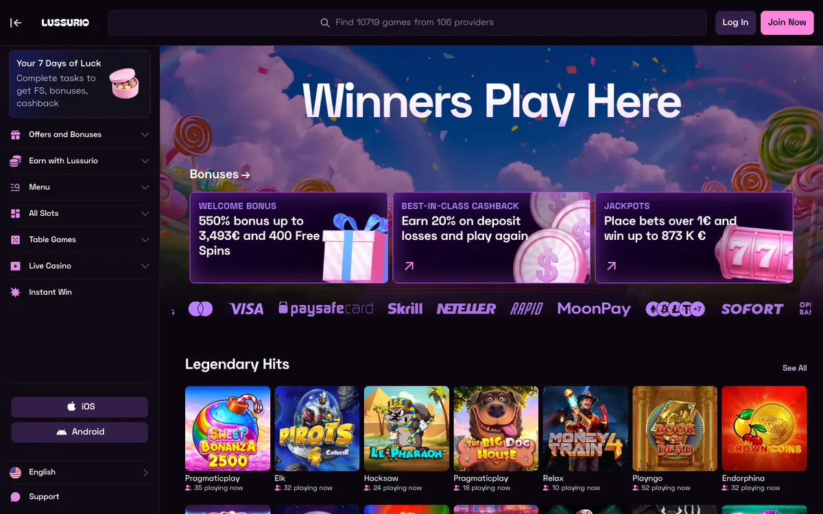 Lussurio Casino Review Header