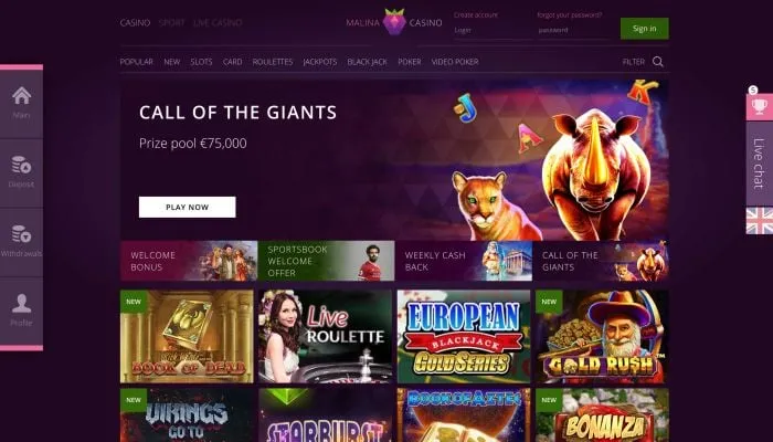 MalinaCasino Review Header