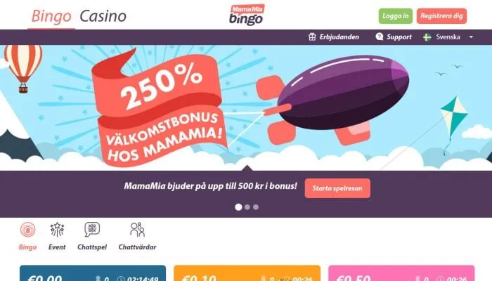MamaMia Bingo & Casino Review Header