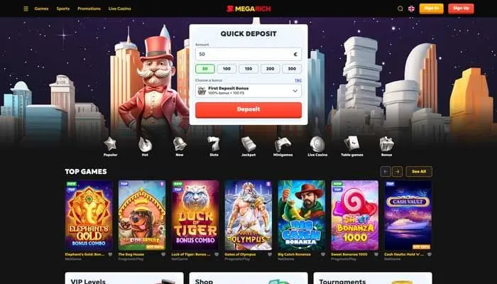 Megarich Casino Review Header